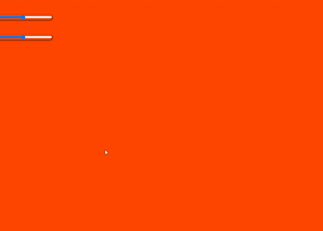 Solid Orange Screen with Sliders that adjusts the volume and speed