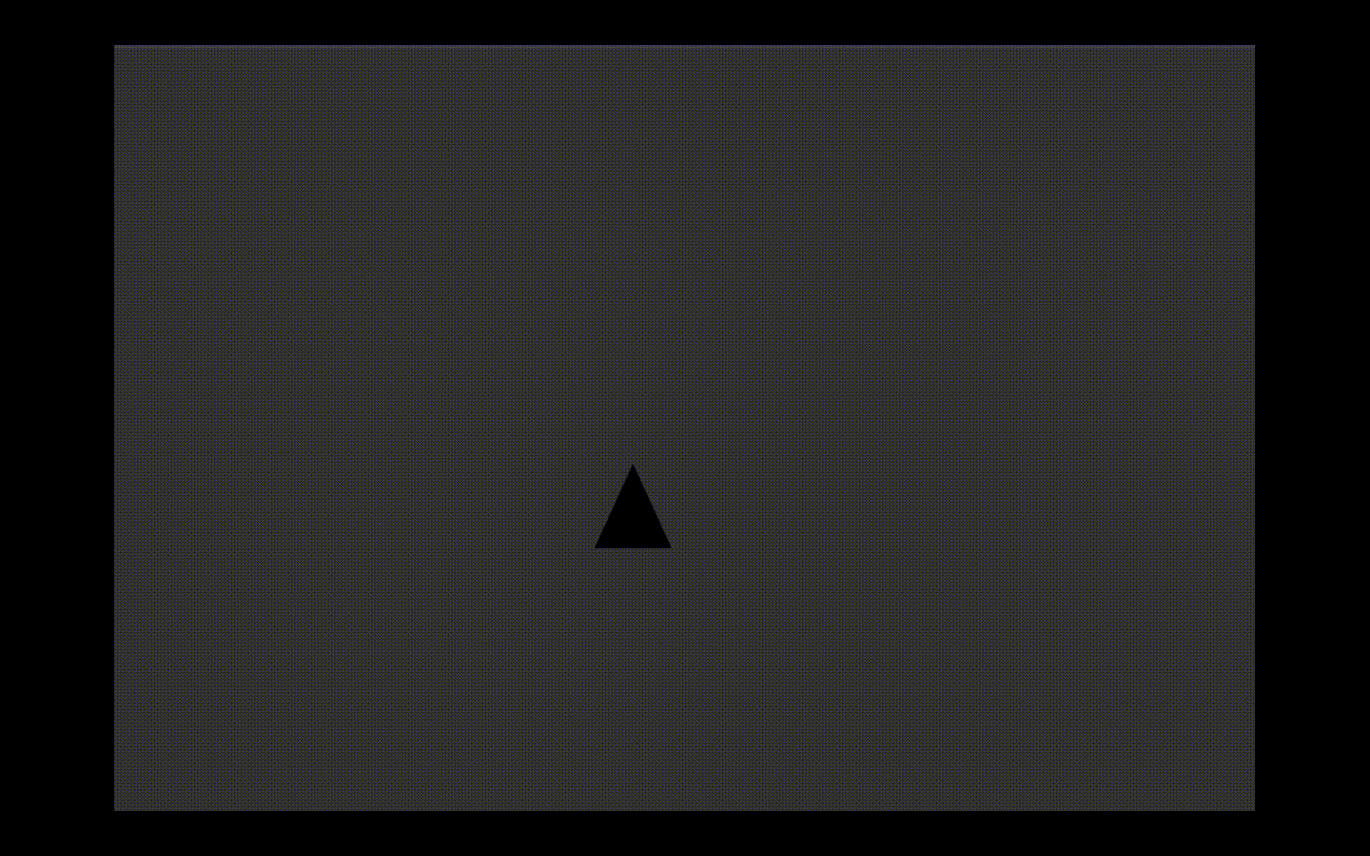 A small black triangle emerges from a dark grey background, pulsing rhythmically as the background subtly transitions between darker shades.