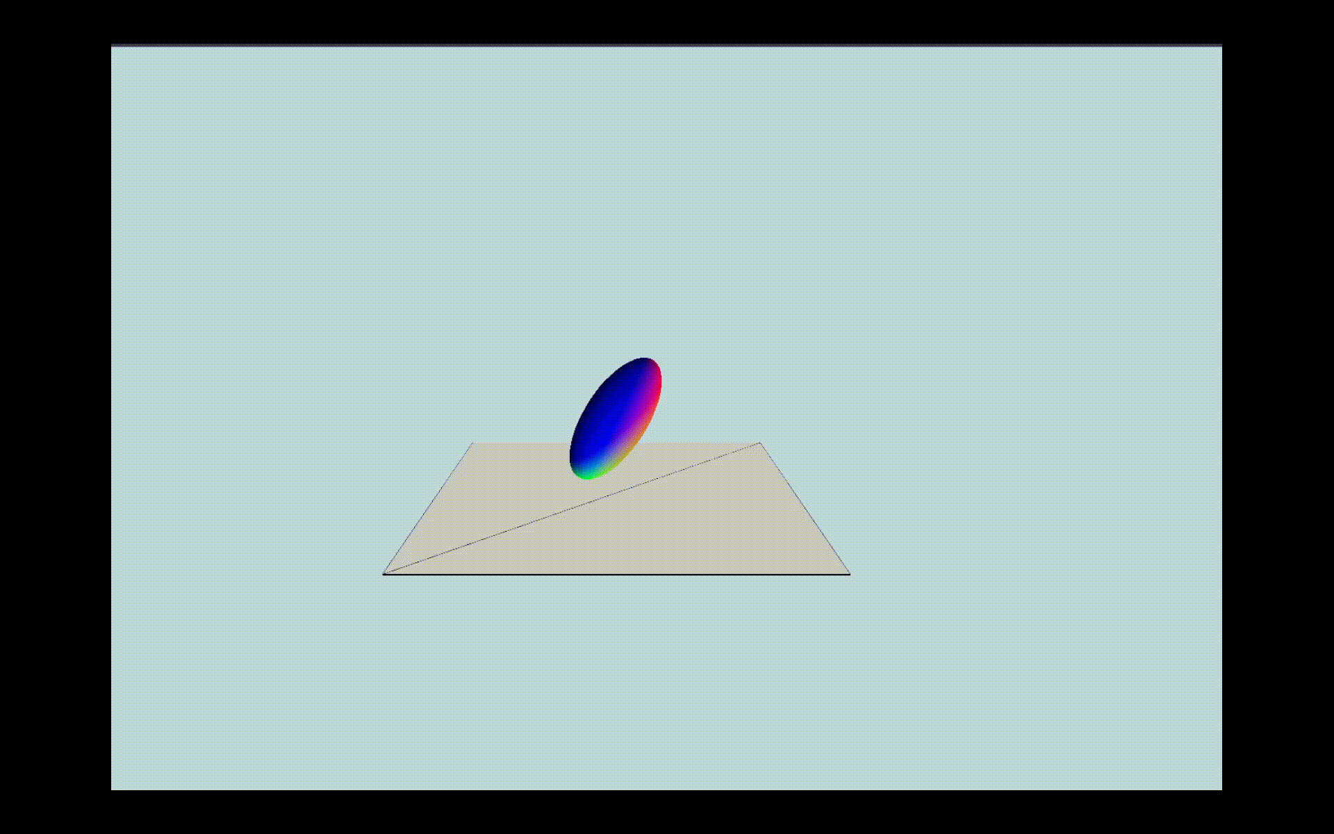 A rainbow-tinted sphere appears to sit atop a flat, folded paper-like base, placed on a muted grey canvas. It brings a mix of 2D and 3D visual styles.