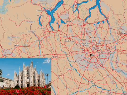 On this picture you can see the map of Milan, in colors of the Duomo di Milano that is located in Milan