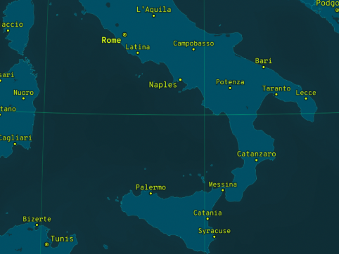 It's a picture of Italy in green monochrome colors