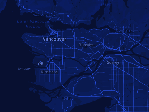 It's a picture of Vancuver in Blue monochrome colors 